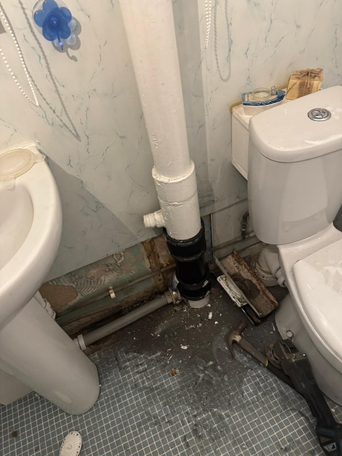 Floorboards lifted for internal drainage repair by Reactive plumbers